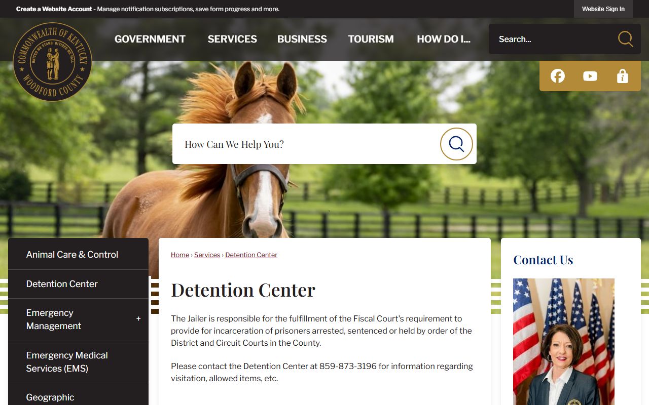 Woodford County Detention Center inmate lookup county page